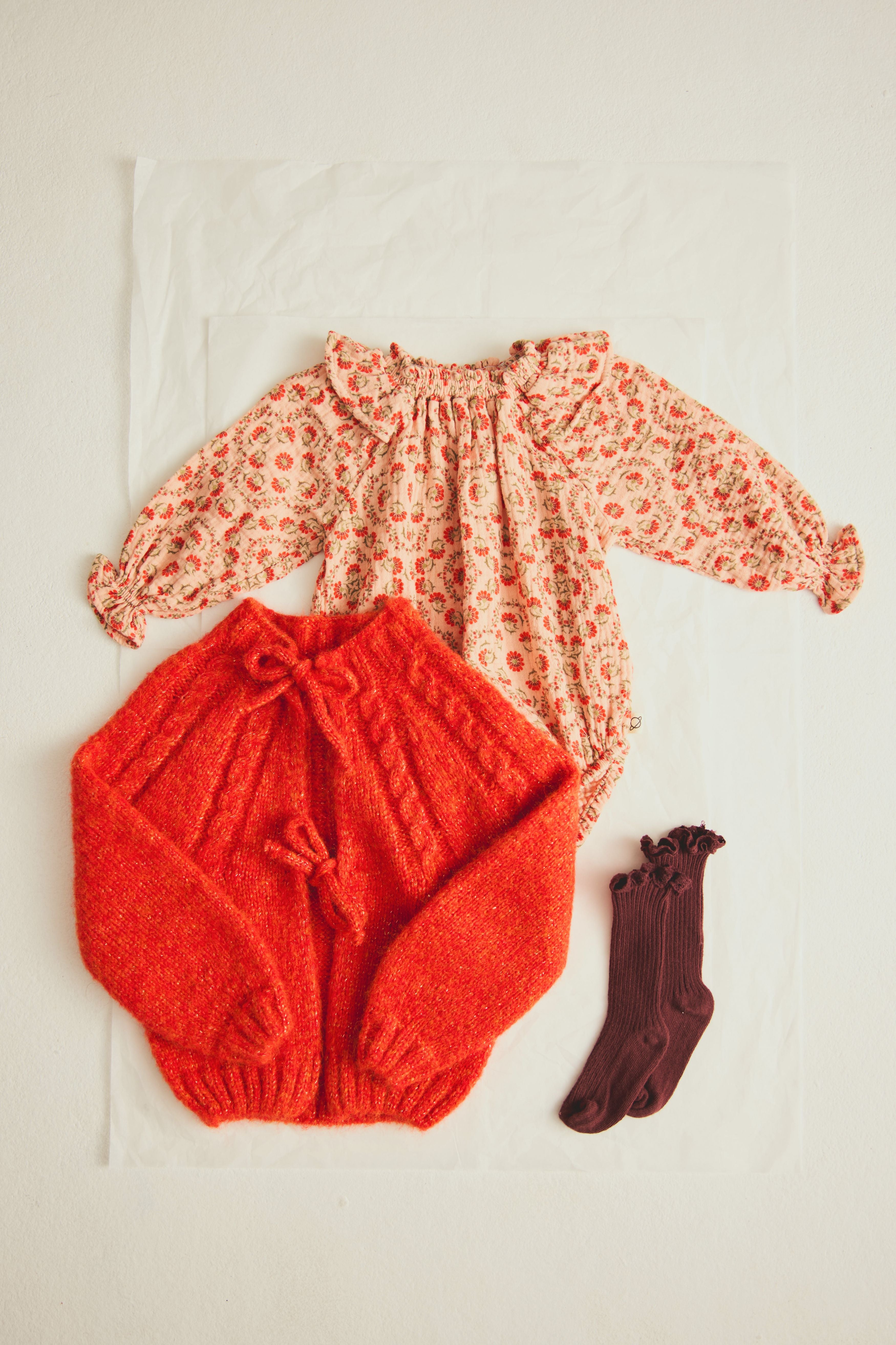 Egia Textured Floral Print Baby Romper - Petal