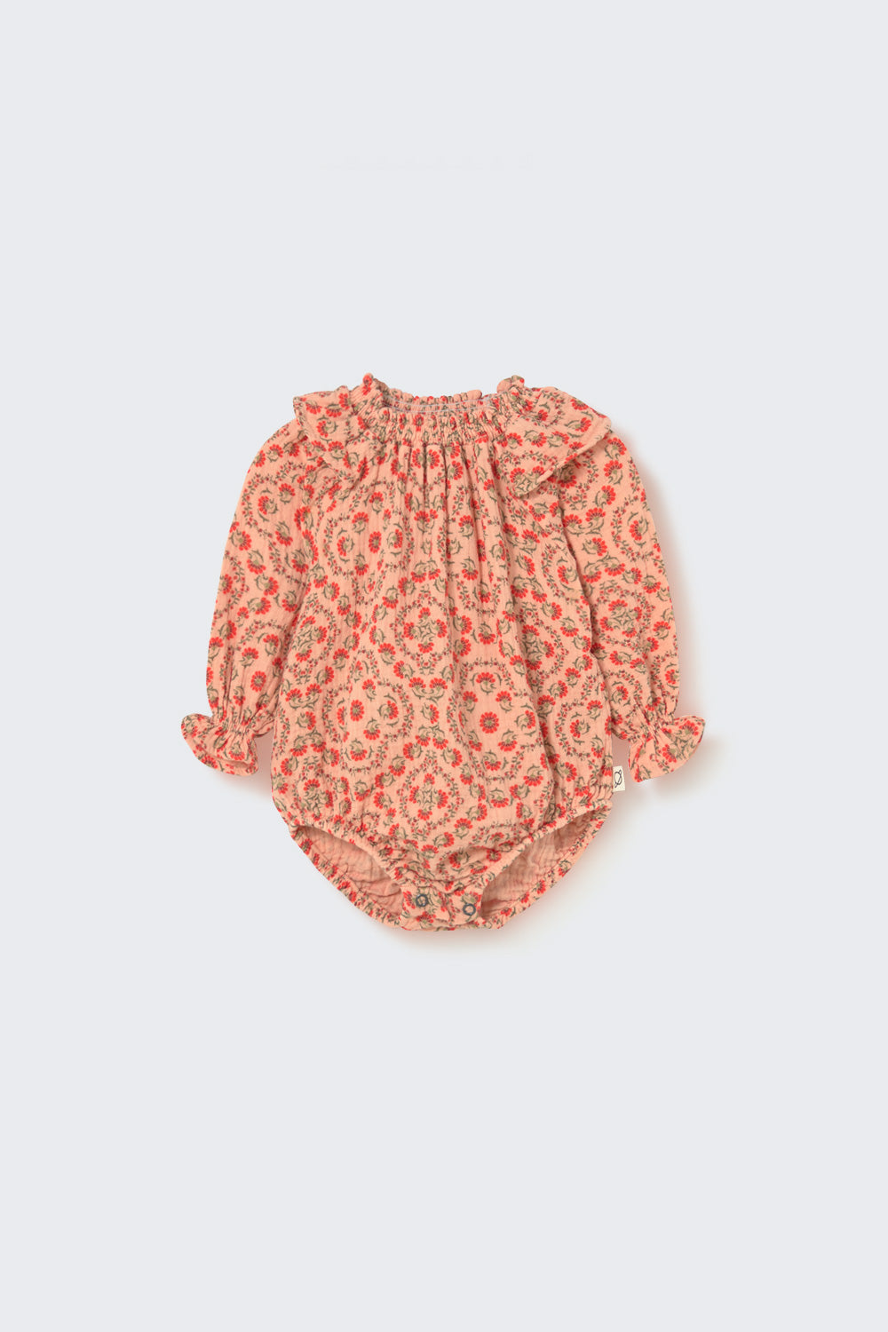 Egia Textured Floral Print Baby Romper - Petal