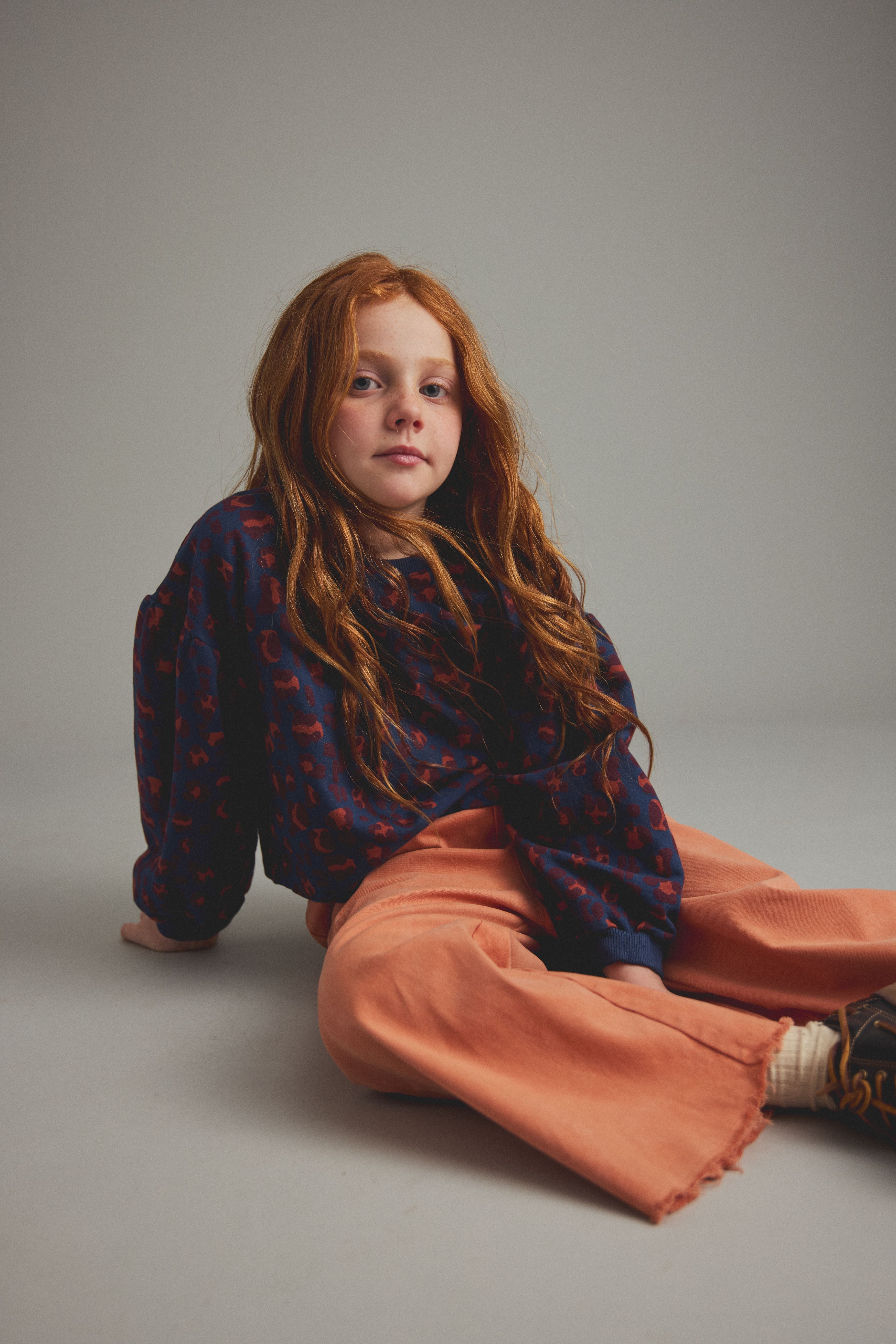 Elia Brushed Animal Print Fleece Sweatshirt - Navy