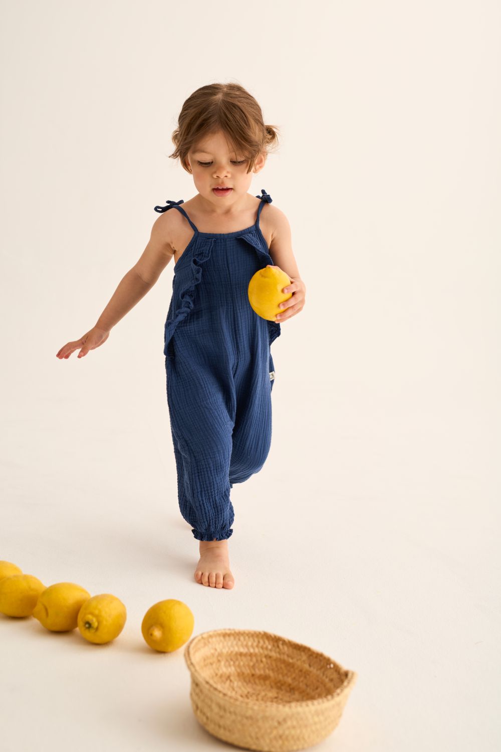 Ember Soft Gauze Cotton Baby Overall - Navy