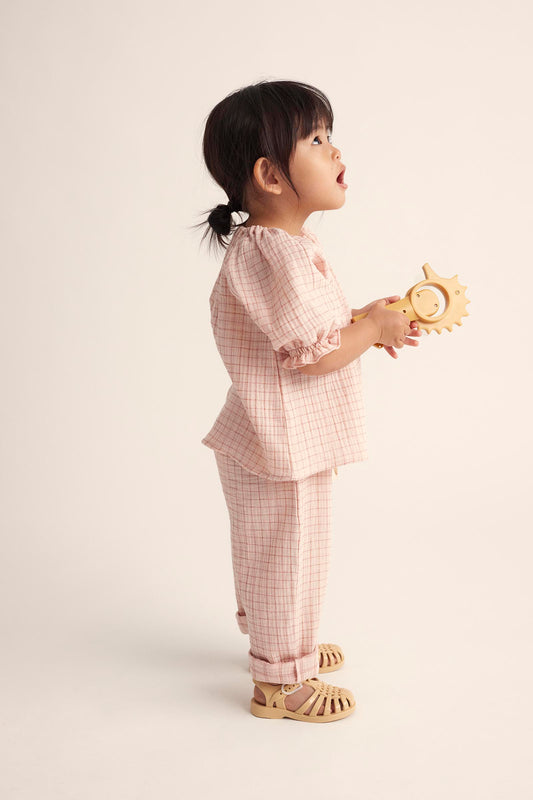 Organic Plaid Gauze Baby Pants - Crystal Pink