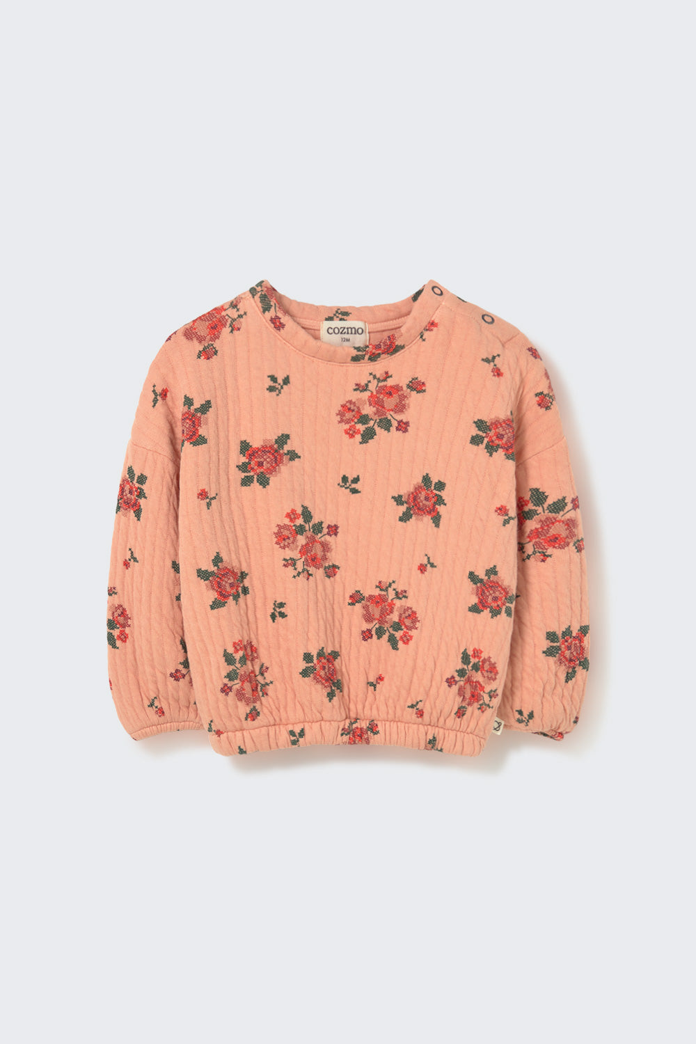 Erin Quilted Floral Print Baby Sweatshirt - Petal