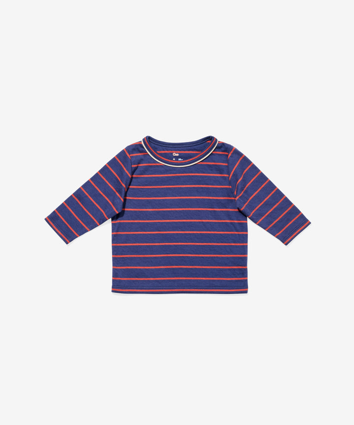 Edward Baby T-Shirt - Navy Fine Stripe