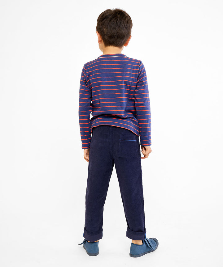Edward T-Shirt - Navy Fine Stripe