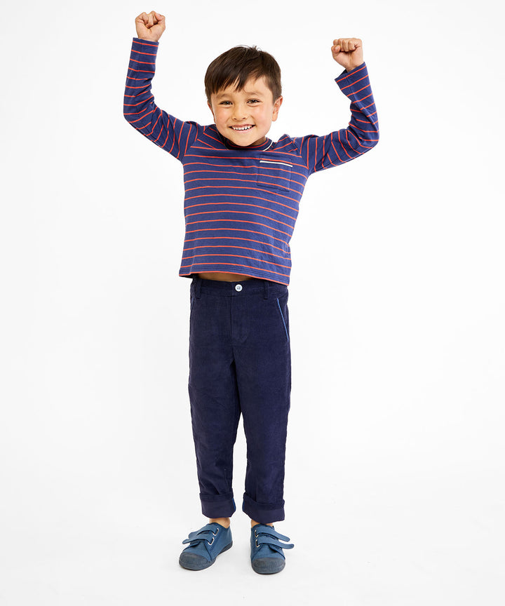 Edward T-Shirt - Navy Fine Stripe