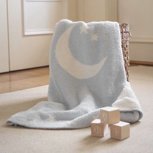 Pale Blue Chenille Knit Celestial Blanket