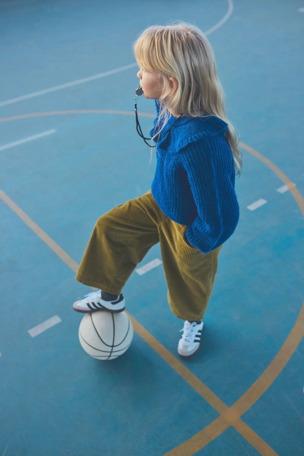 Lua Light Tricot Knit Collar Sweater - Bright Blue