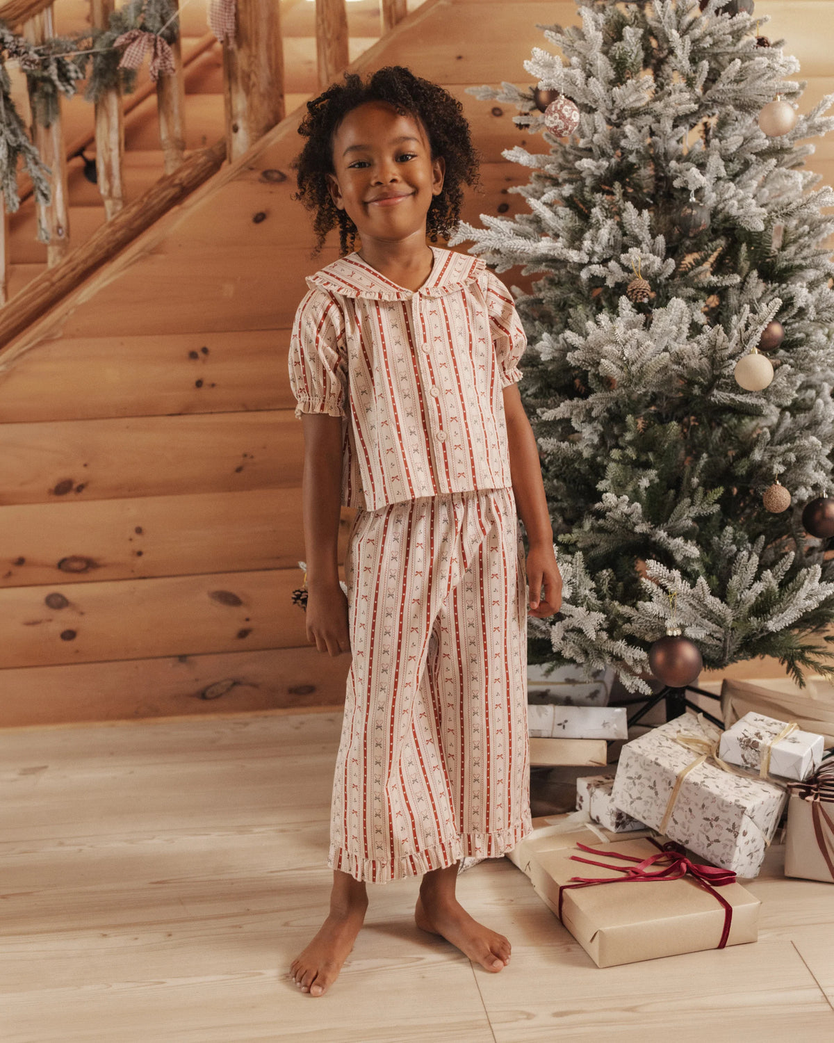 Ruffle Pajamas - Candy Cane Lane Antique