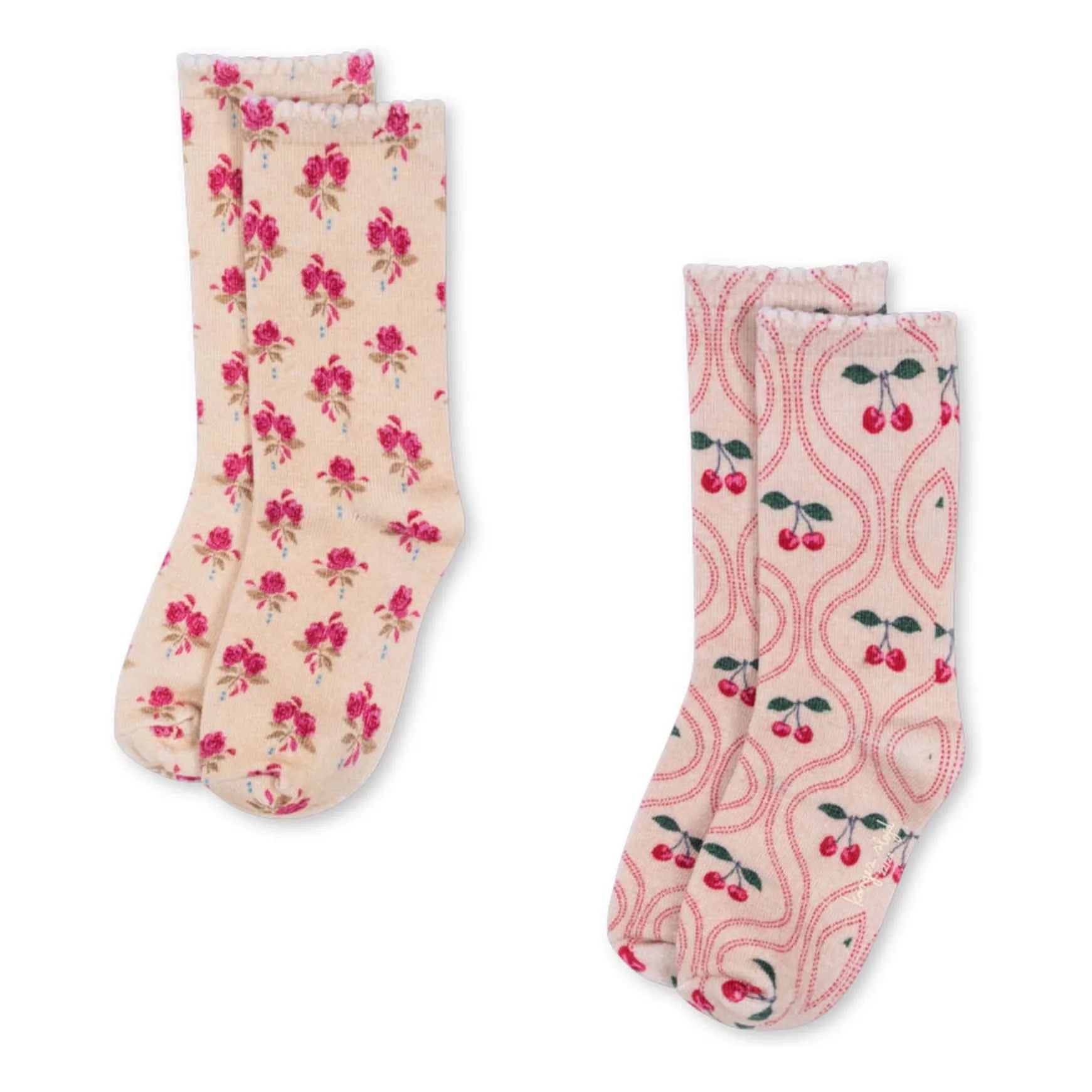 2 Pack Printed Socks - Cherry Mix