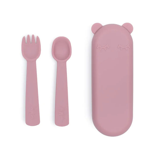 Feedie Fork & Spoon Set - Dusty Rose