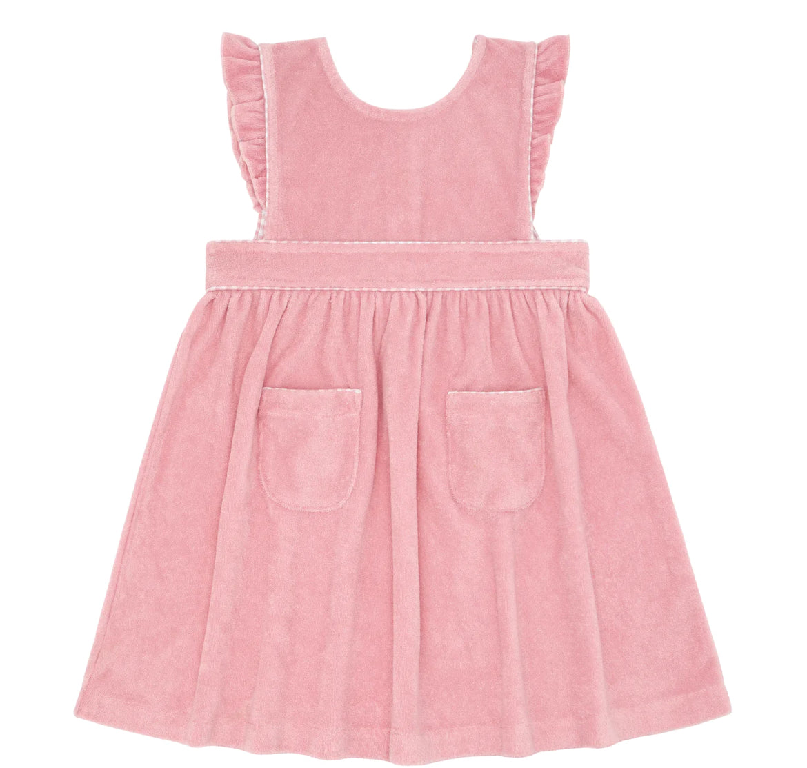 Girls Guava Gingham French Terry Pinafore Dress