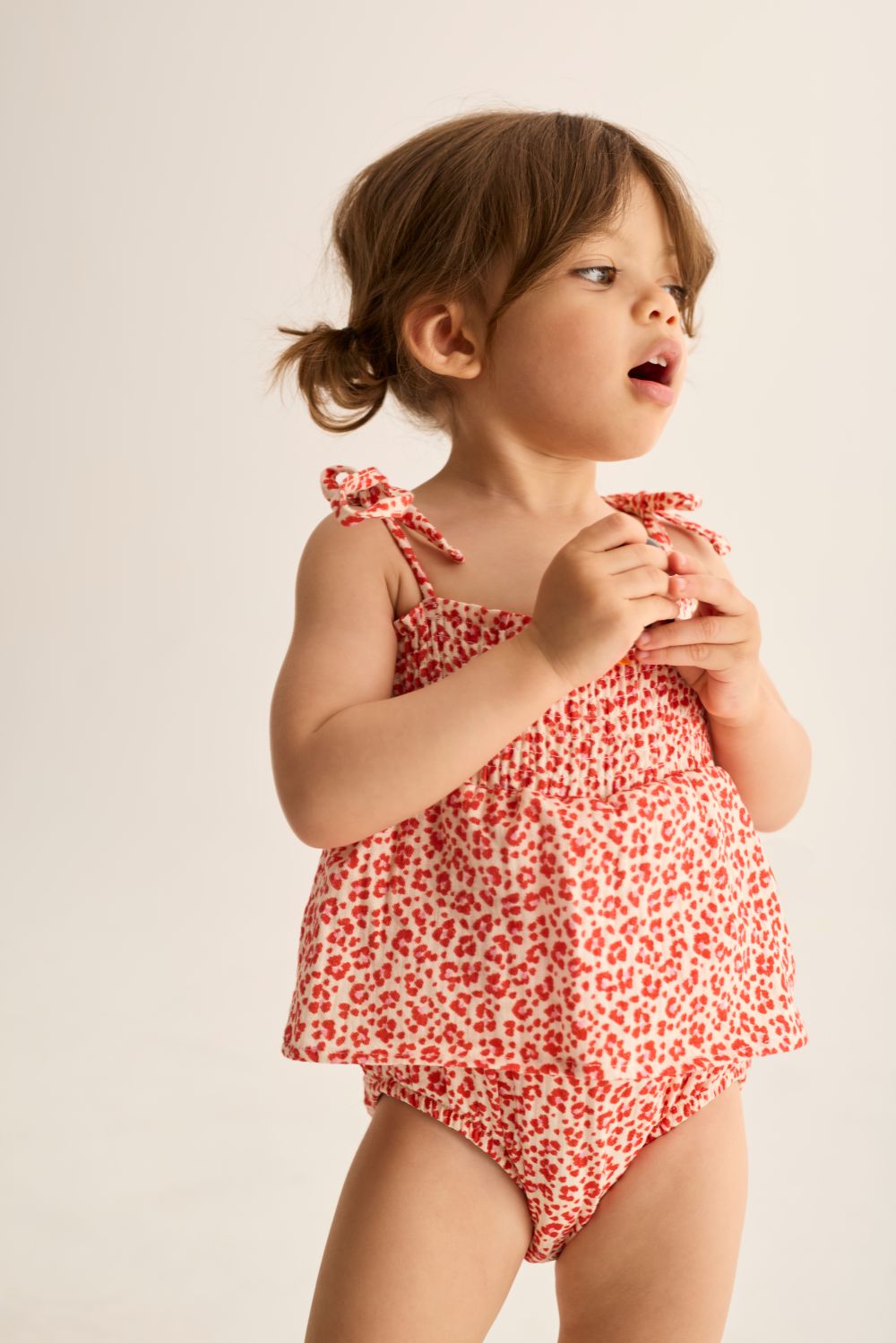 Granny Animal Print Cotton Baby Romper - Tomato