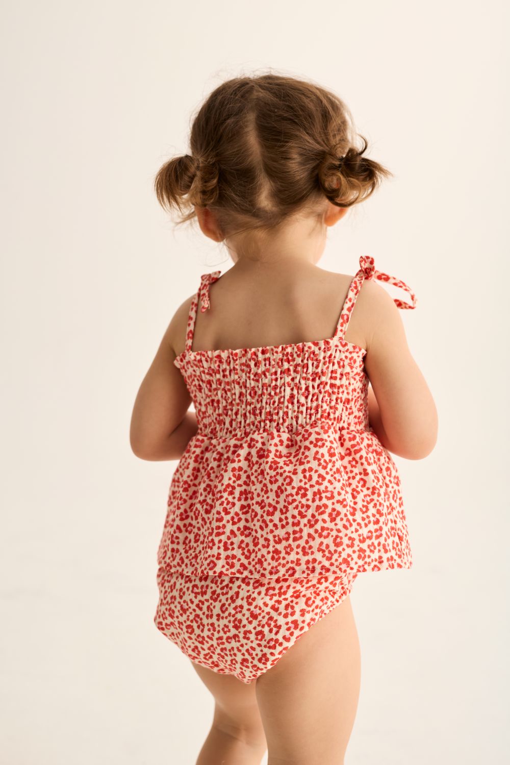 Granny Animal Print Cotton Baby Romper - Tomato