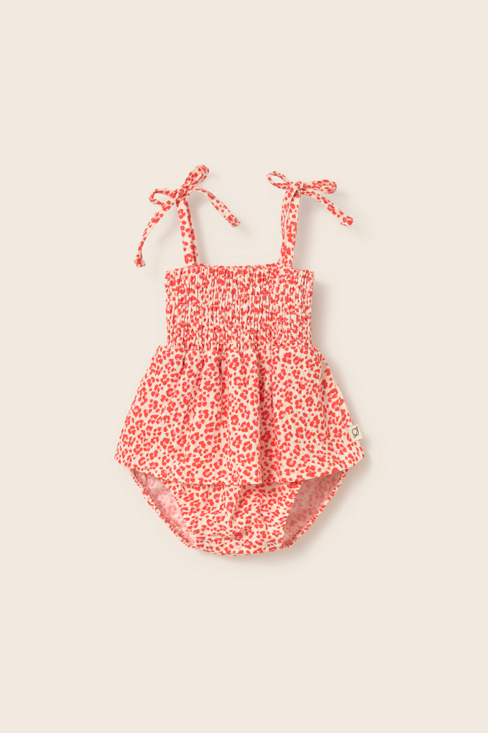 Granny Animal Print Cotton Baby Romper - Tomato
