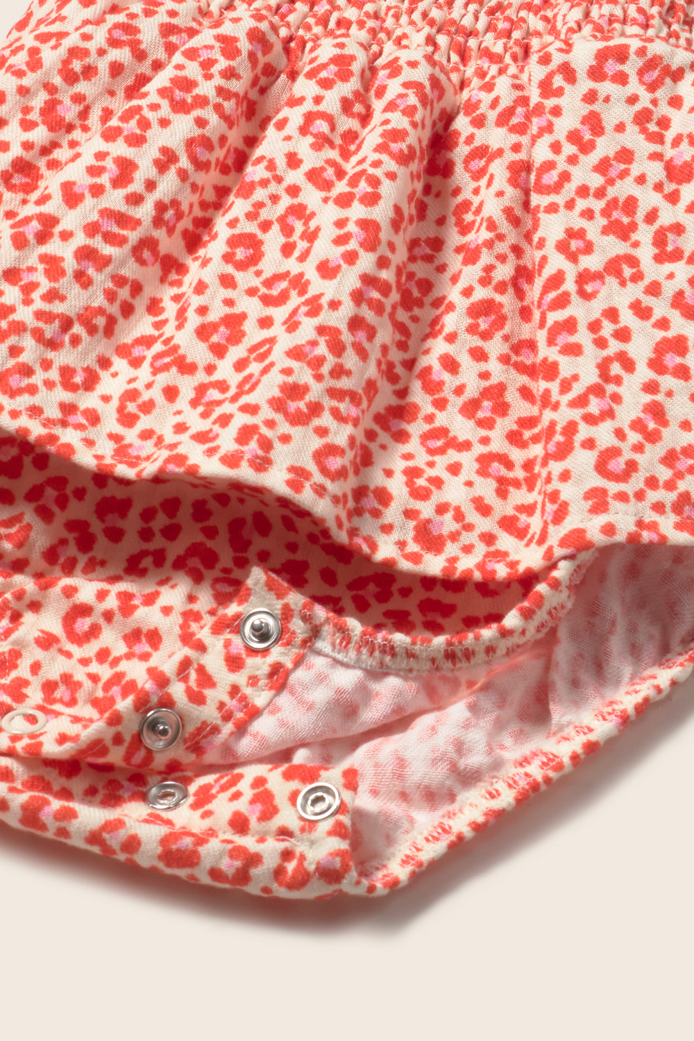 Granny Animal Print Cotton Baby Romper - Tomato