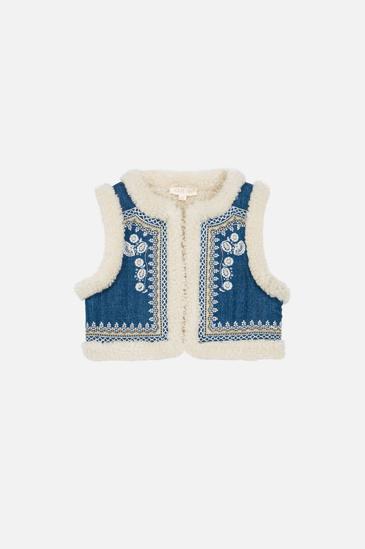 Librana Vest - Stone Blue, Cream