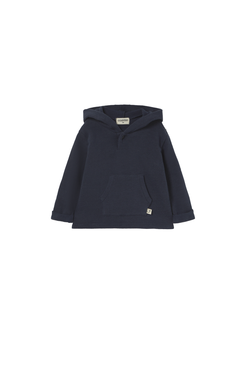 Soft Brushed Knit Hooded Baby Sweater - Navy