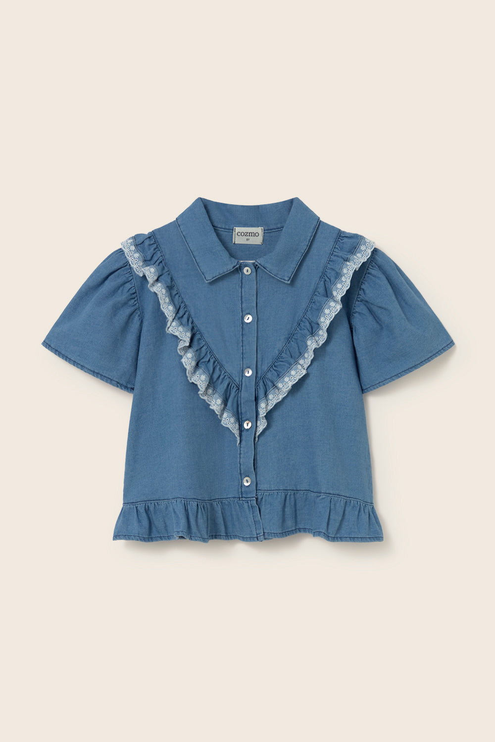 Hazel Chambray Denim Blouse - Blue