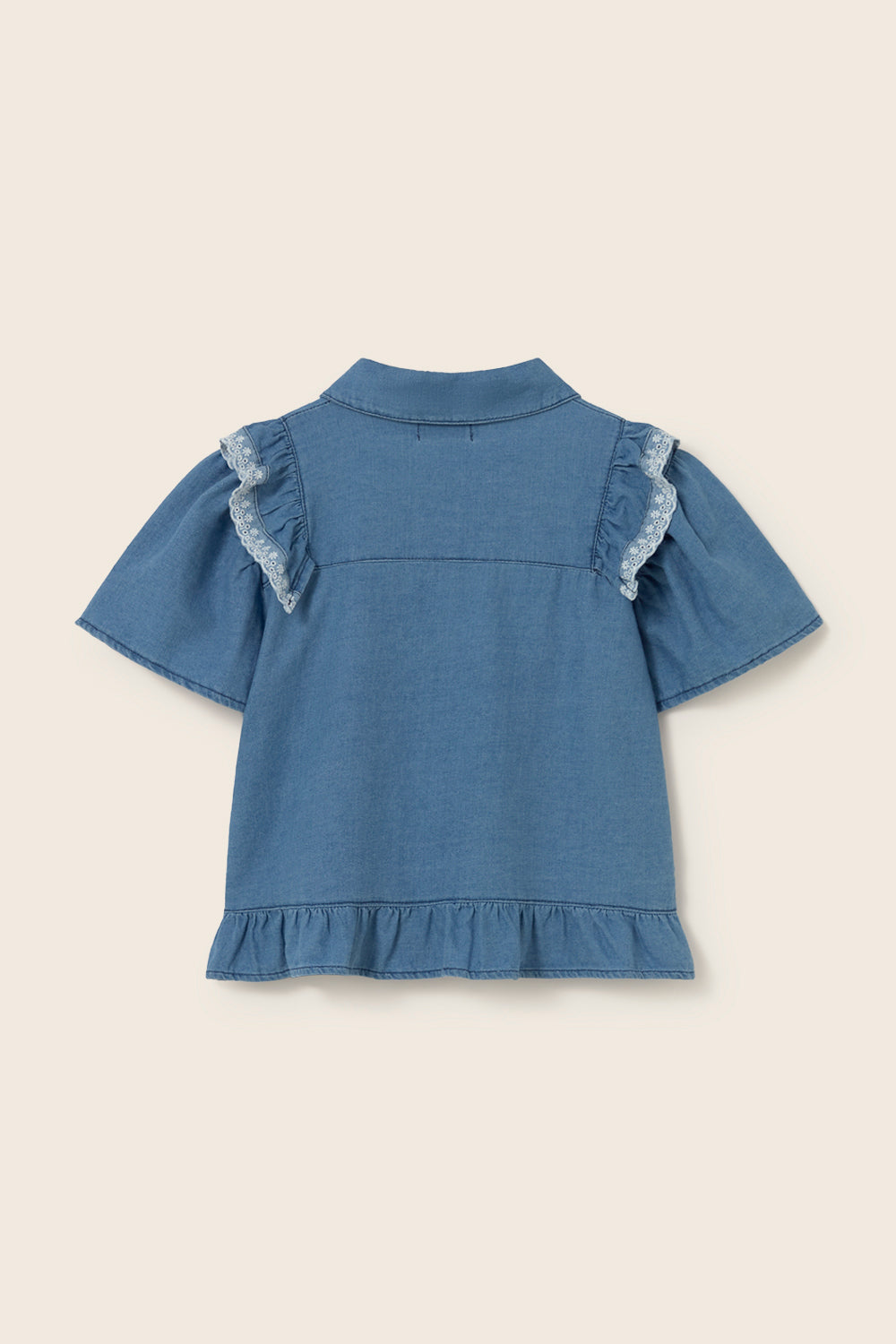 Hazel Chambray Denim Blouse - Blue