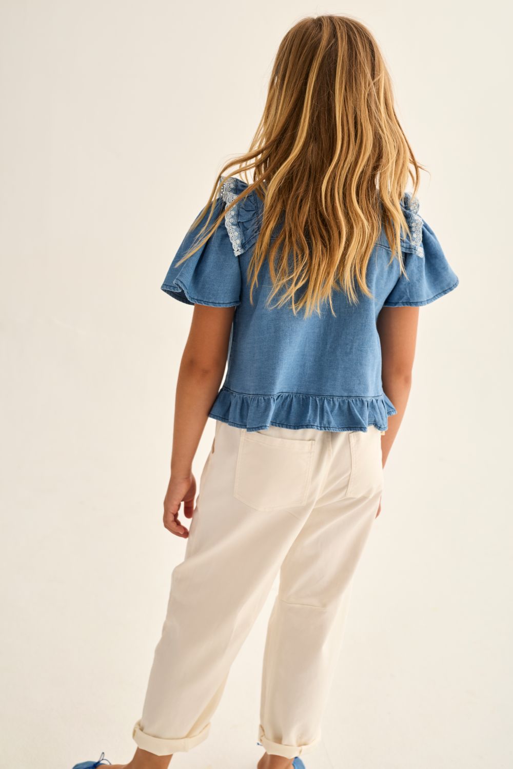 Hazel Chambray Denim Blouse - Blue