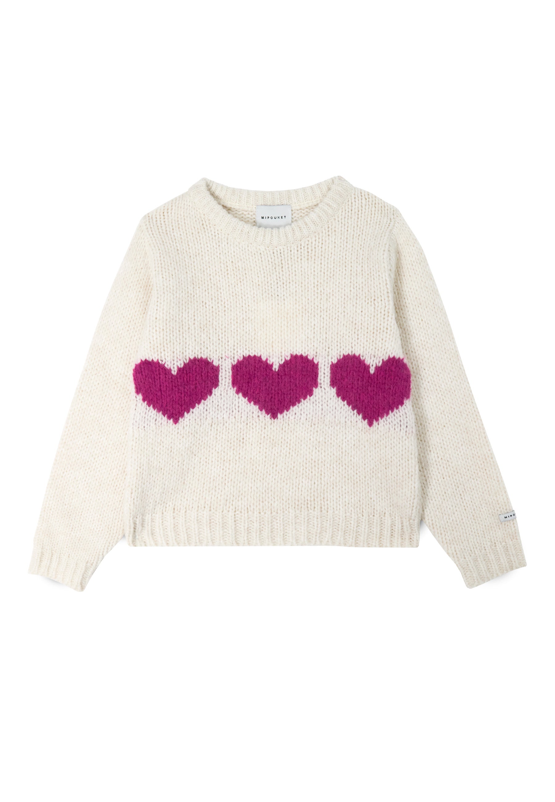 Mia Sweater - Ecru, Magenta