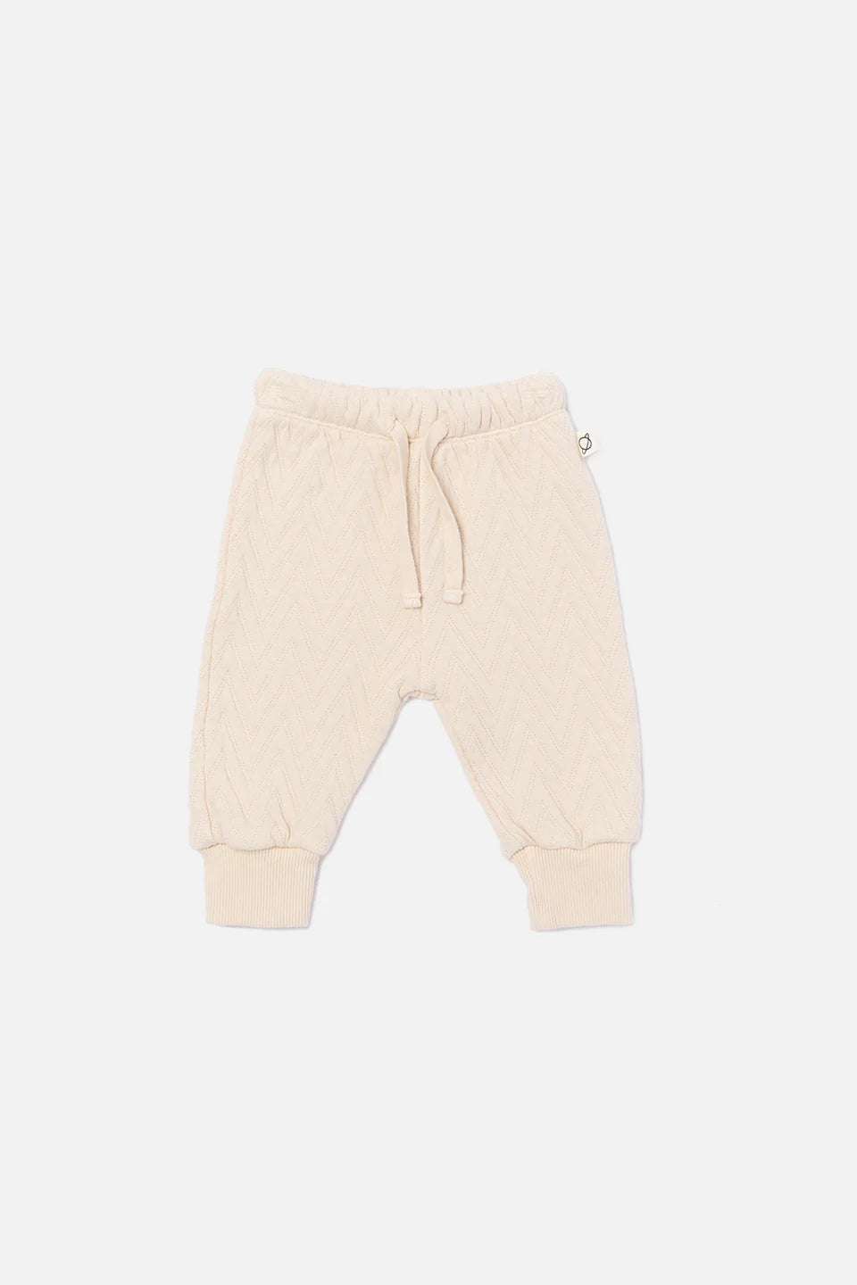 Quilted zigzag baby pants - stone