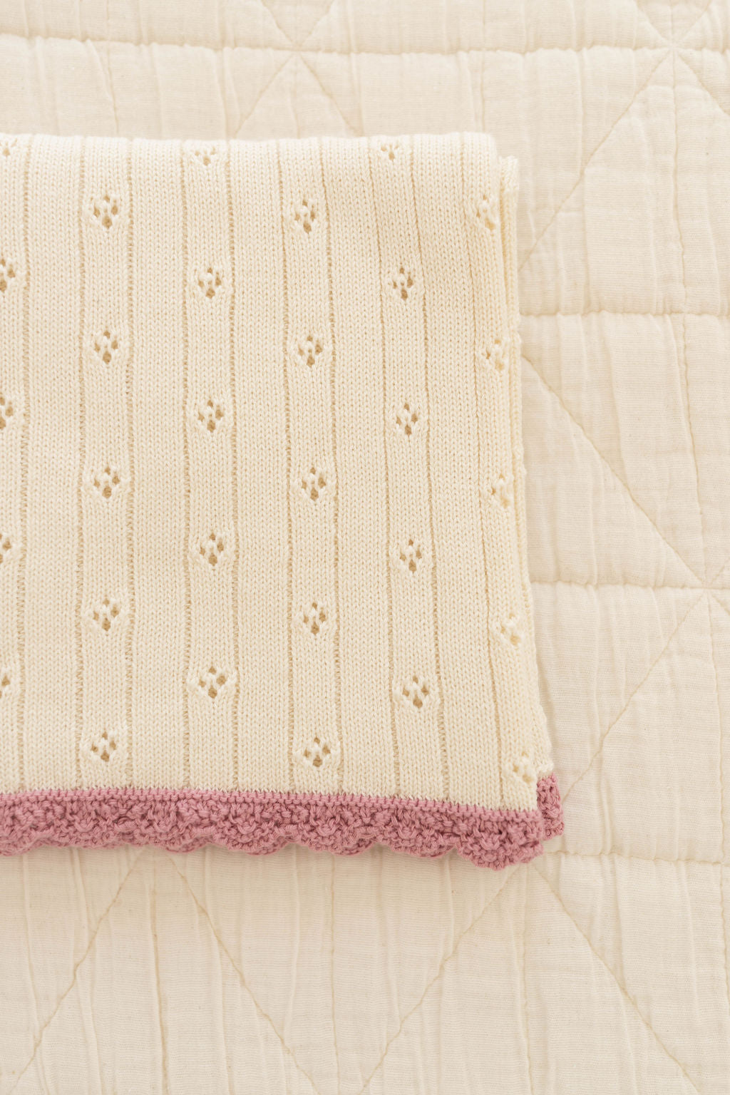 Knit Blanket | Pointelle - Milk & Ballet