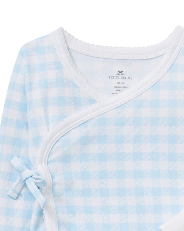Baby Pima Wrap Set - Light Blue Gingham