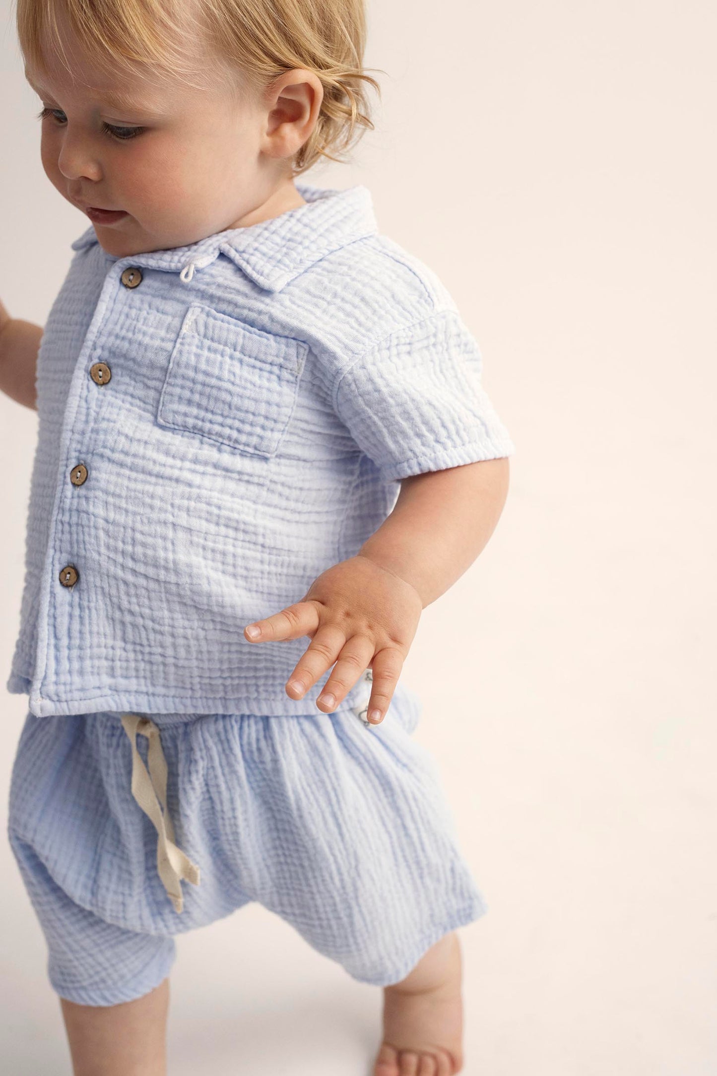Soft Gauze Baby Shorts - Sky Blue