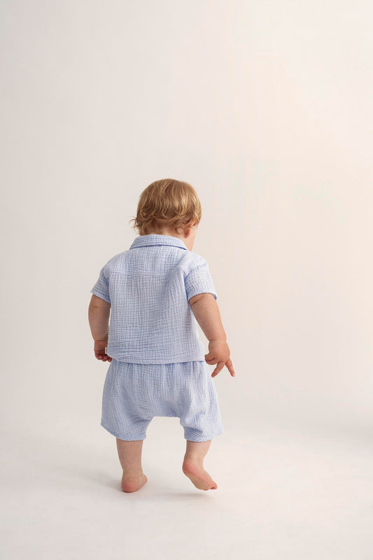 Soft Gauze Baby Shorts - Sky Blue