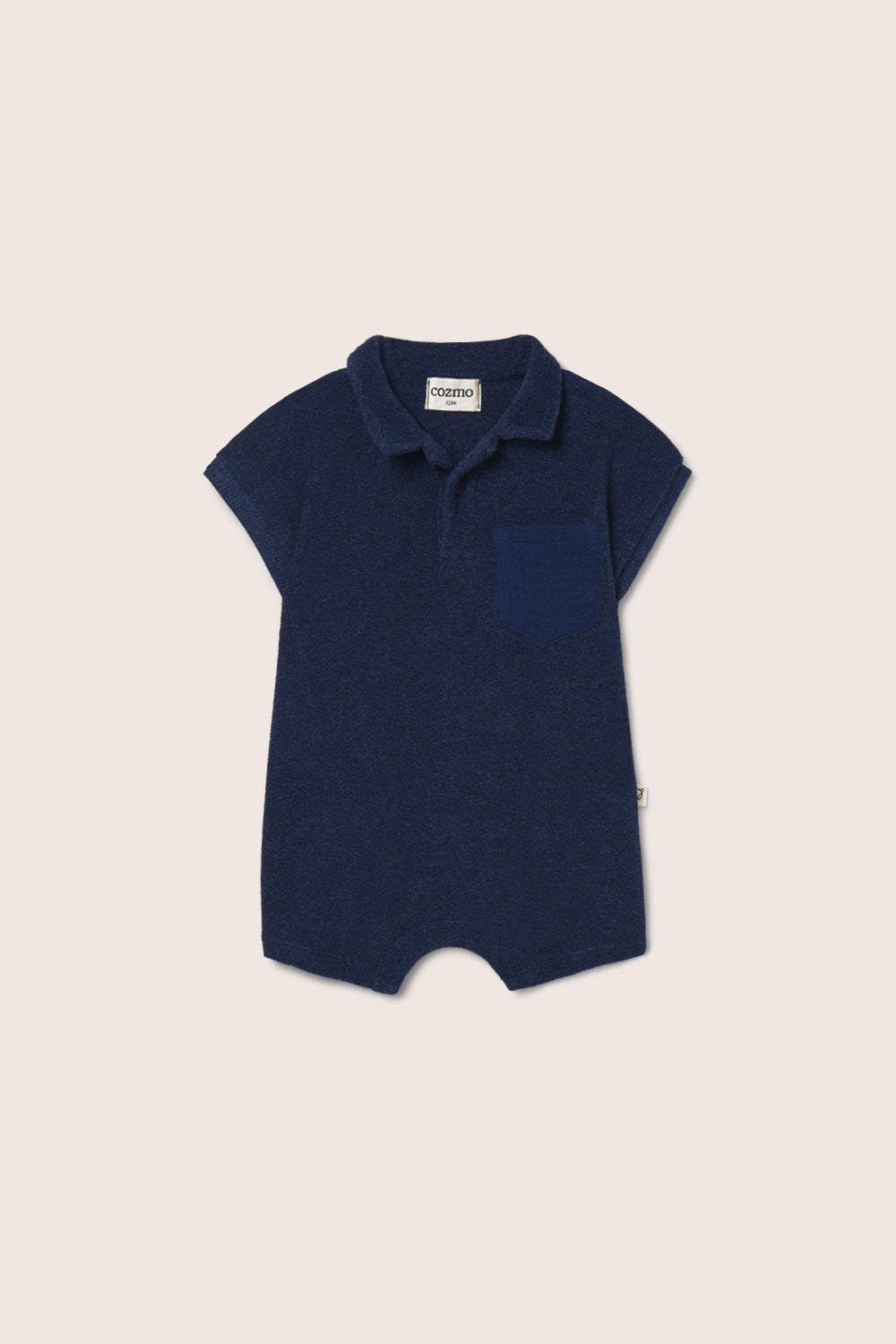 Jake Soft Terry Cloth Baby Jumpsuit - Blue Melange