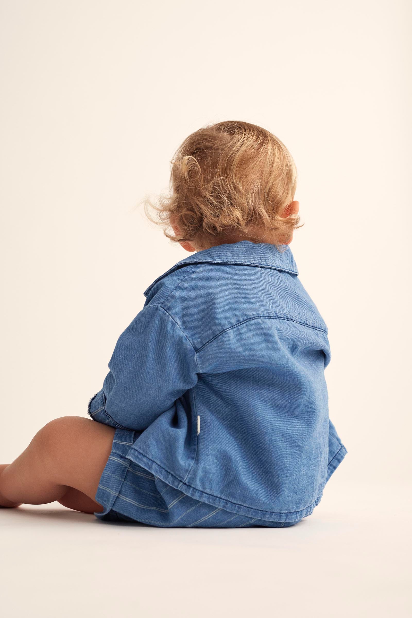 Twill Denim Baby Shirt - Blue