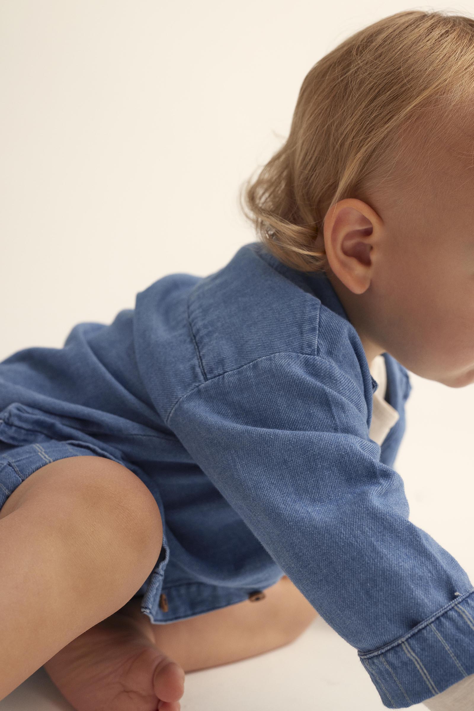 Twill Denim Baby Shirt - Blue