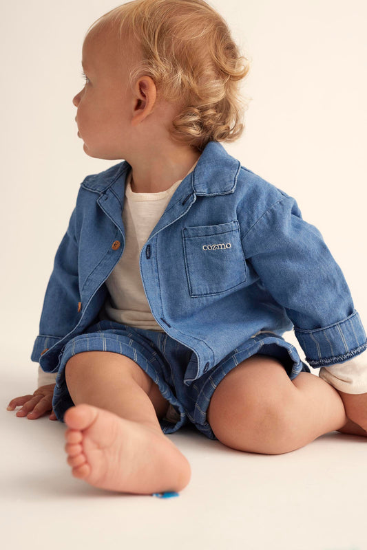 Twill Denim Baby Shirt - Blue