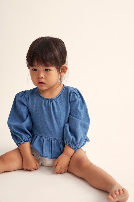 Twill Denim Baby Top - Blue