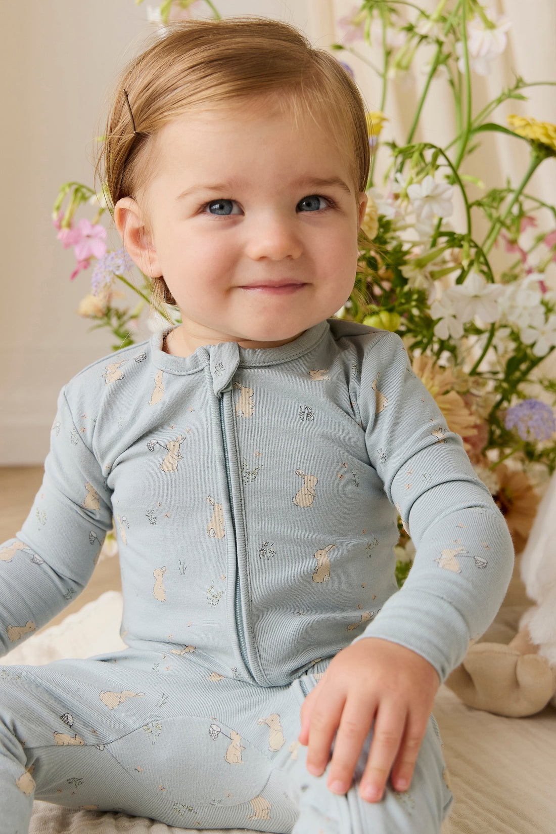 Organic Cotton Jude Onepiece - Lapin Jardin Blue