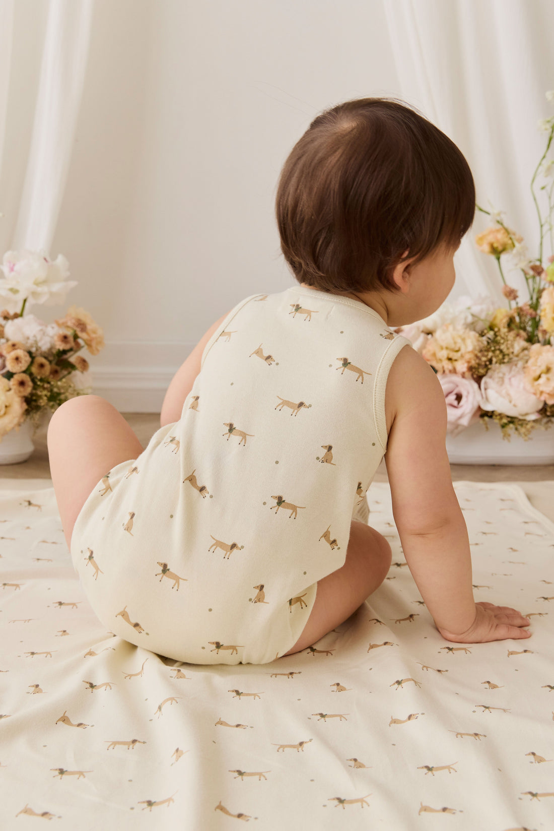 Organic Cotton Archie Playsuit - Play Ball Cassava