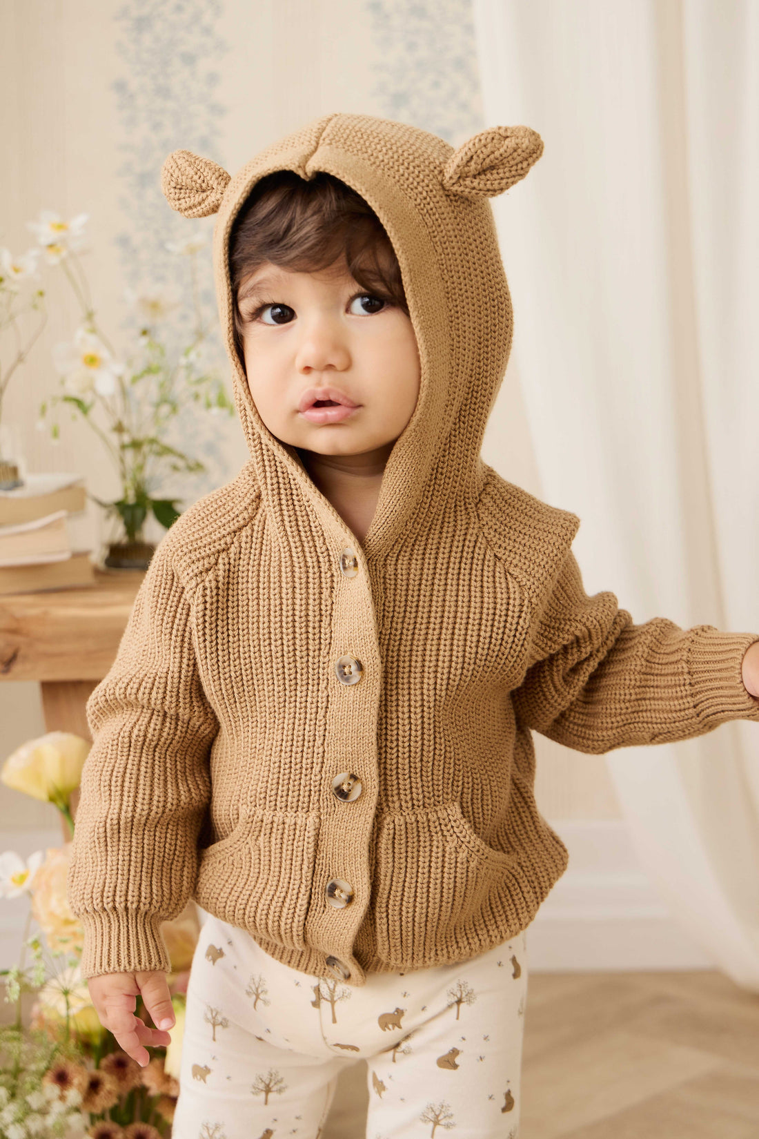 Bear Cardigan - Tawny Brown