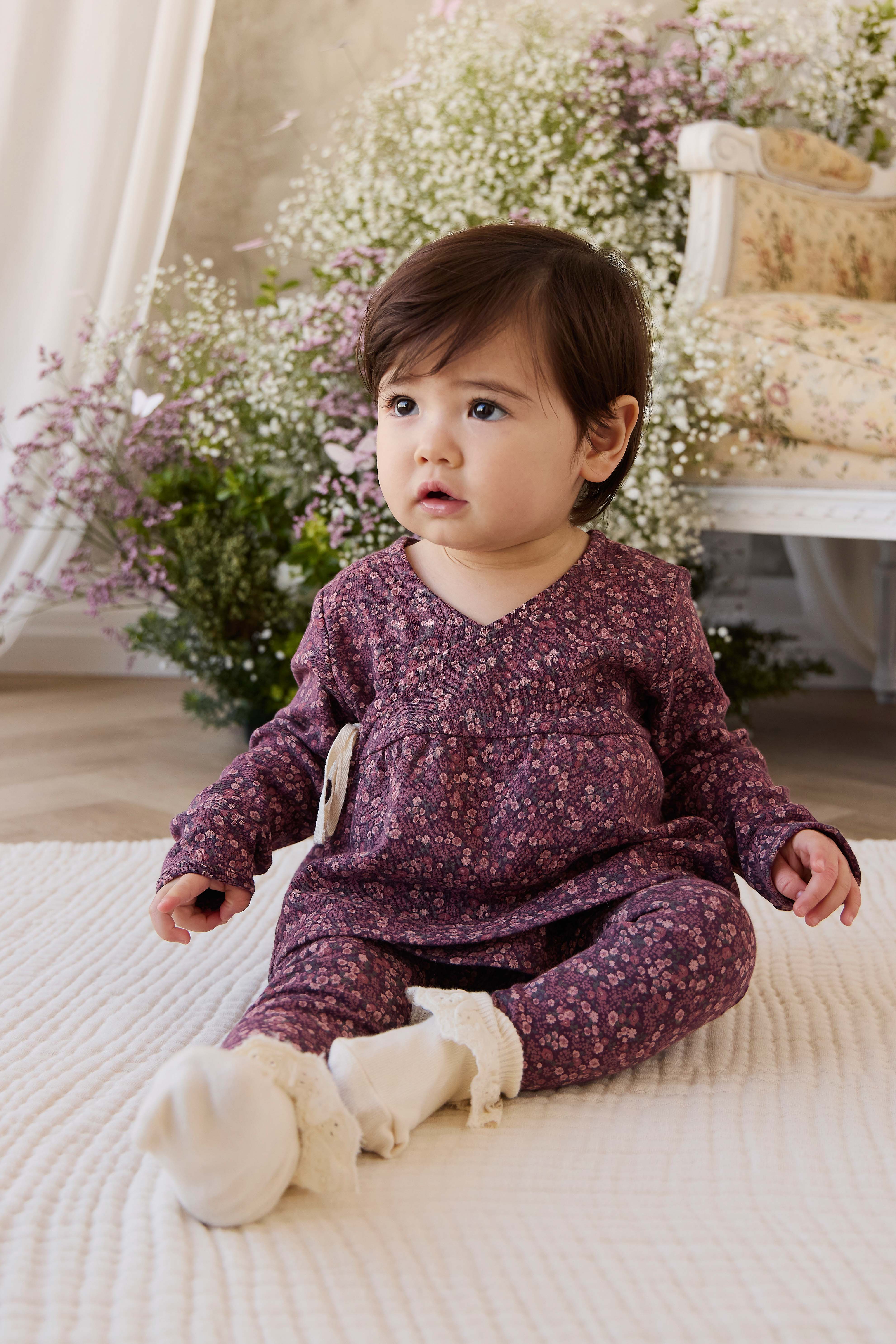 Organic Cotton Everyday Legging - Fig Floral