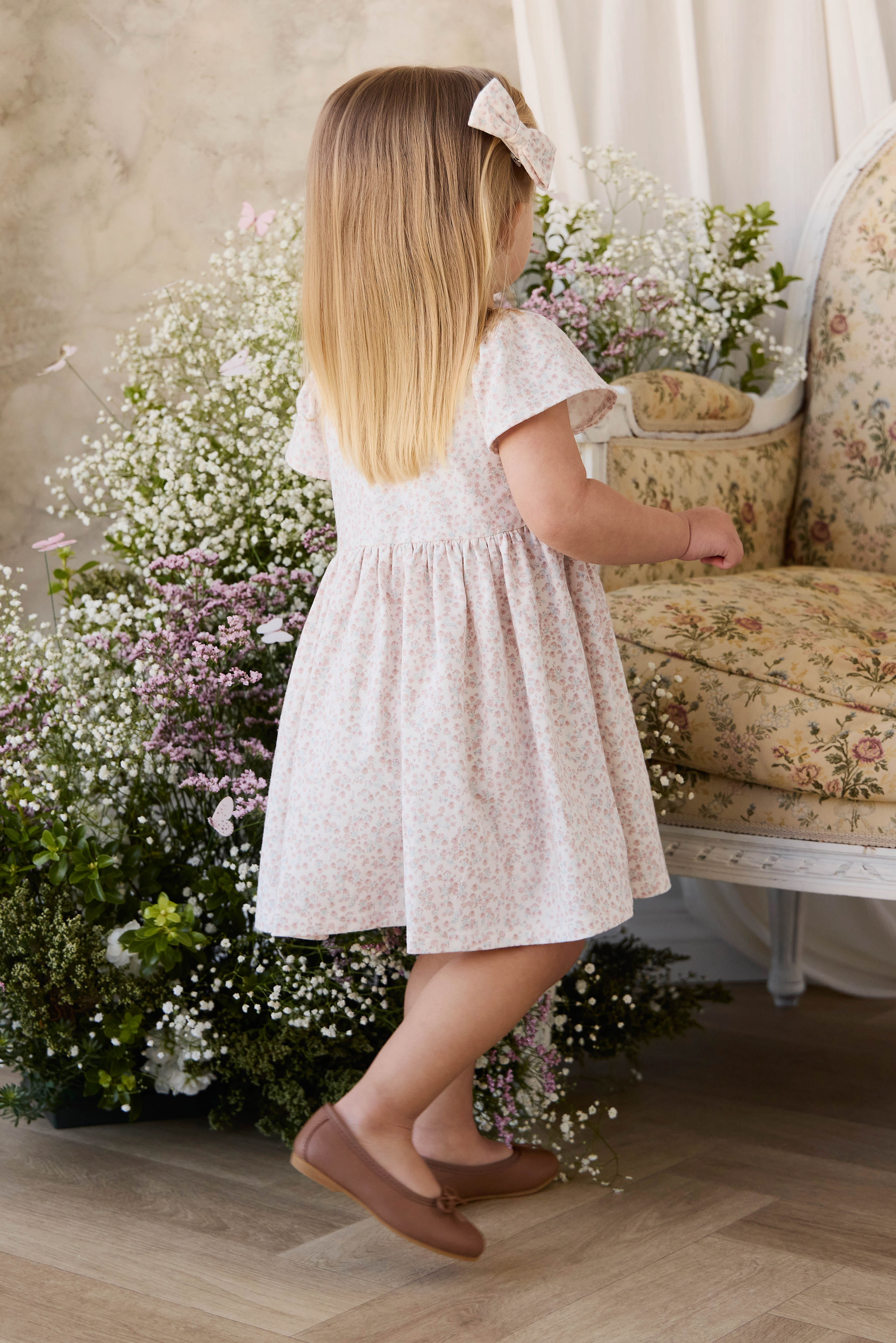 Organic Cotton Dahlia Dress - Posy Milk