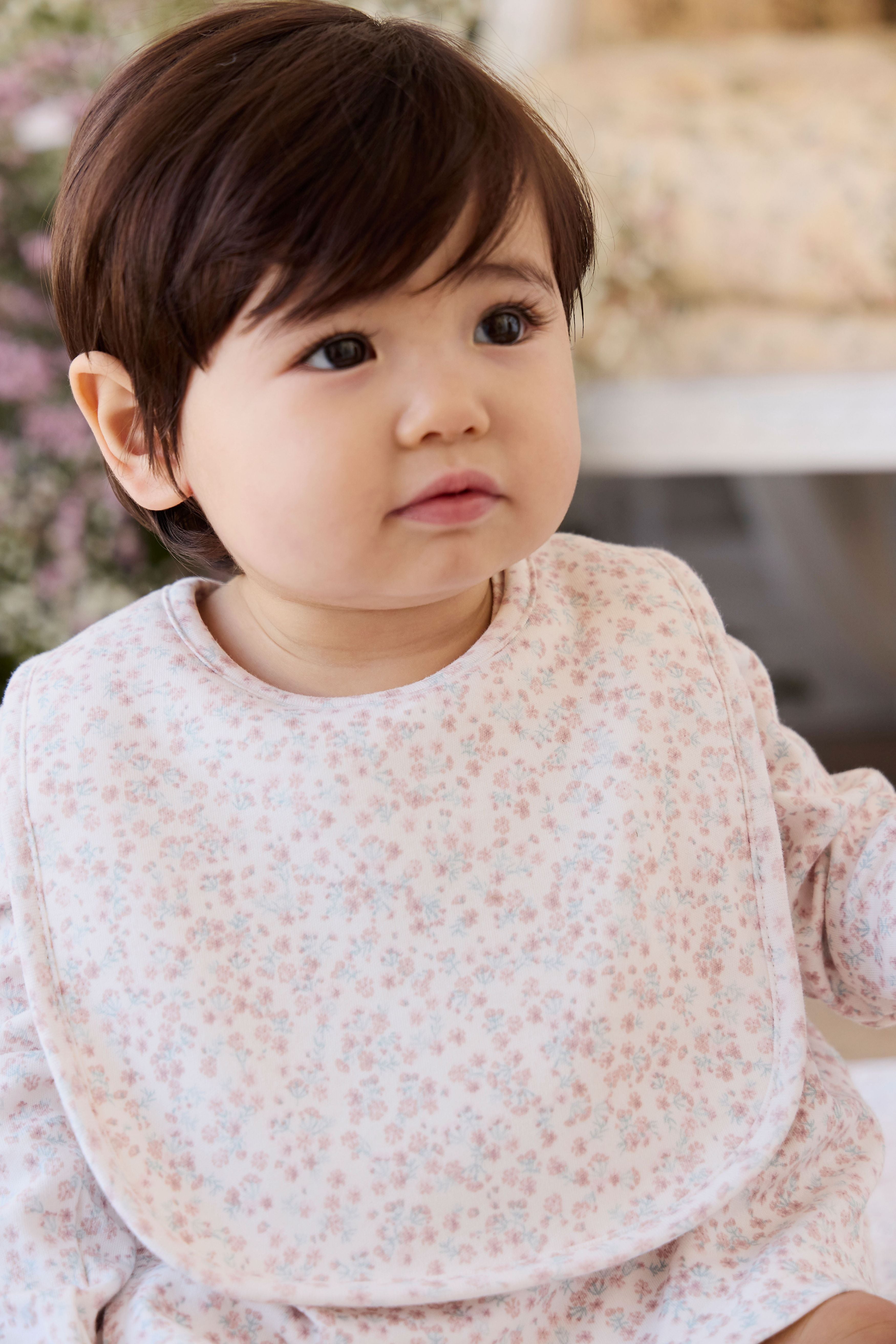 Organic Cotton Bib - Posy Milk