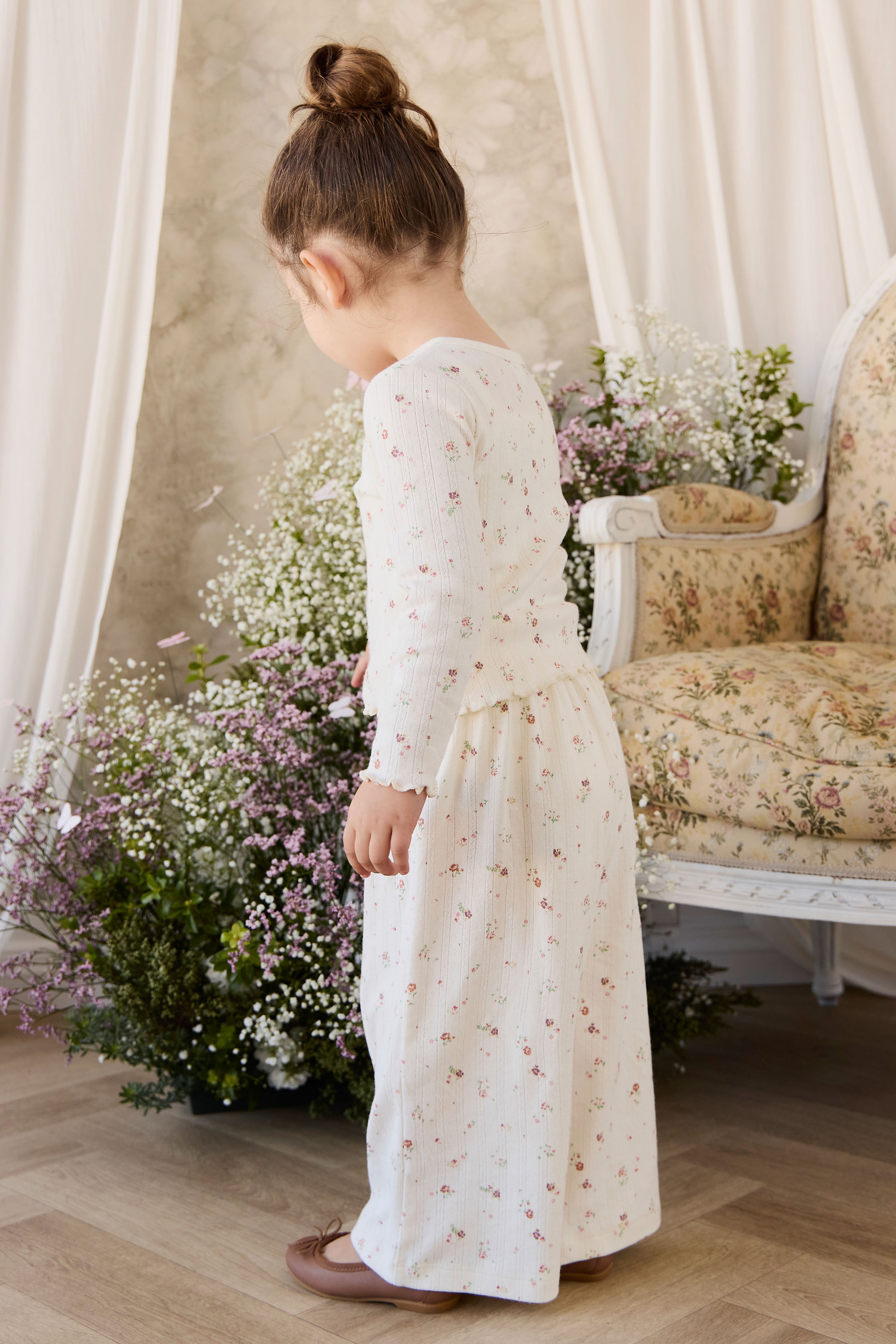 Organic Cotton Pointelle Carine Cardigan - Eloise Egret