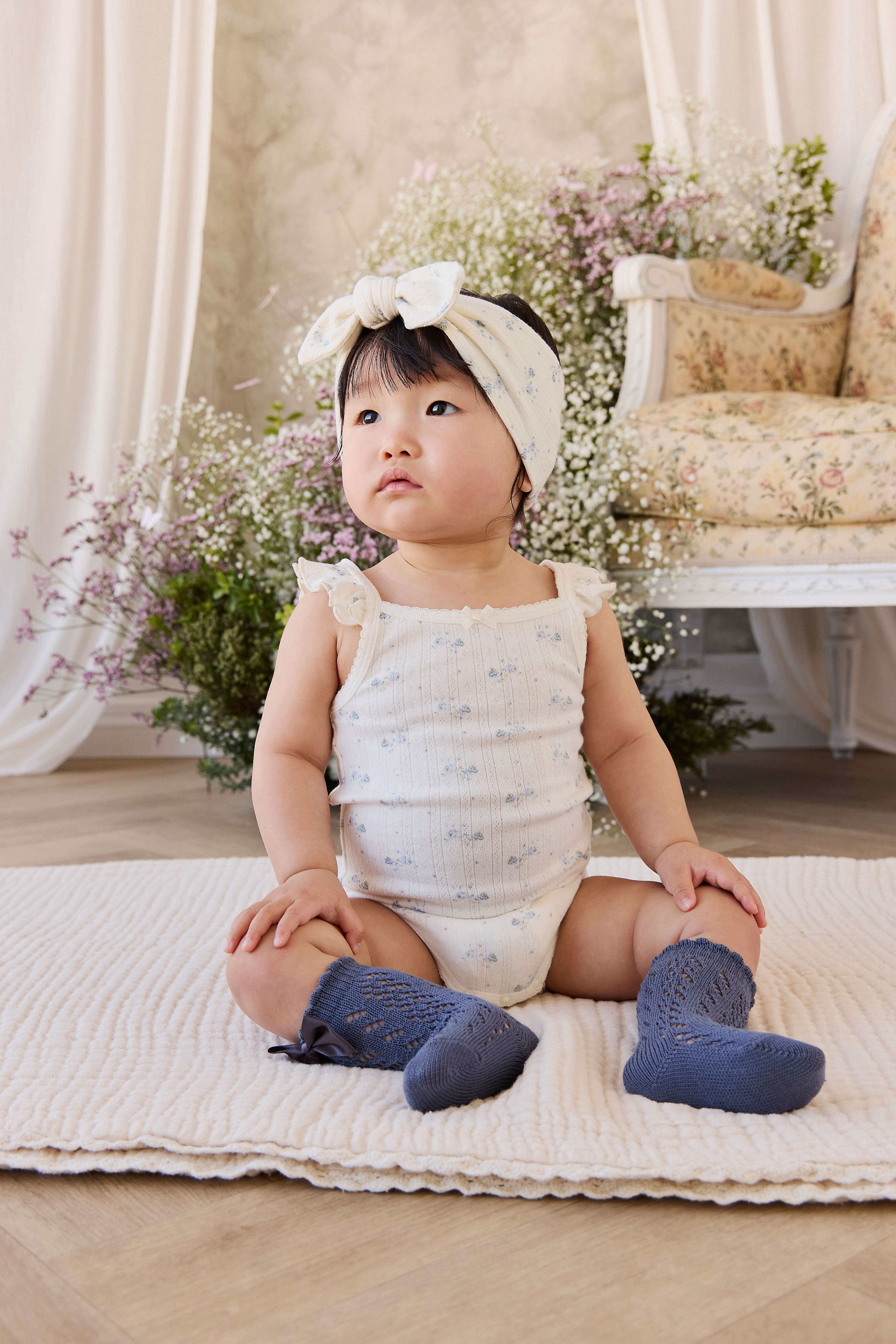 Organic Cotton Pointelle Eliane Bodysuit - Molly Blue
