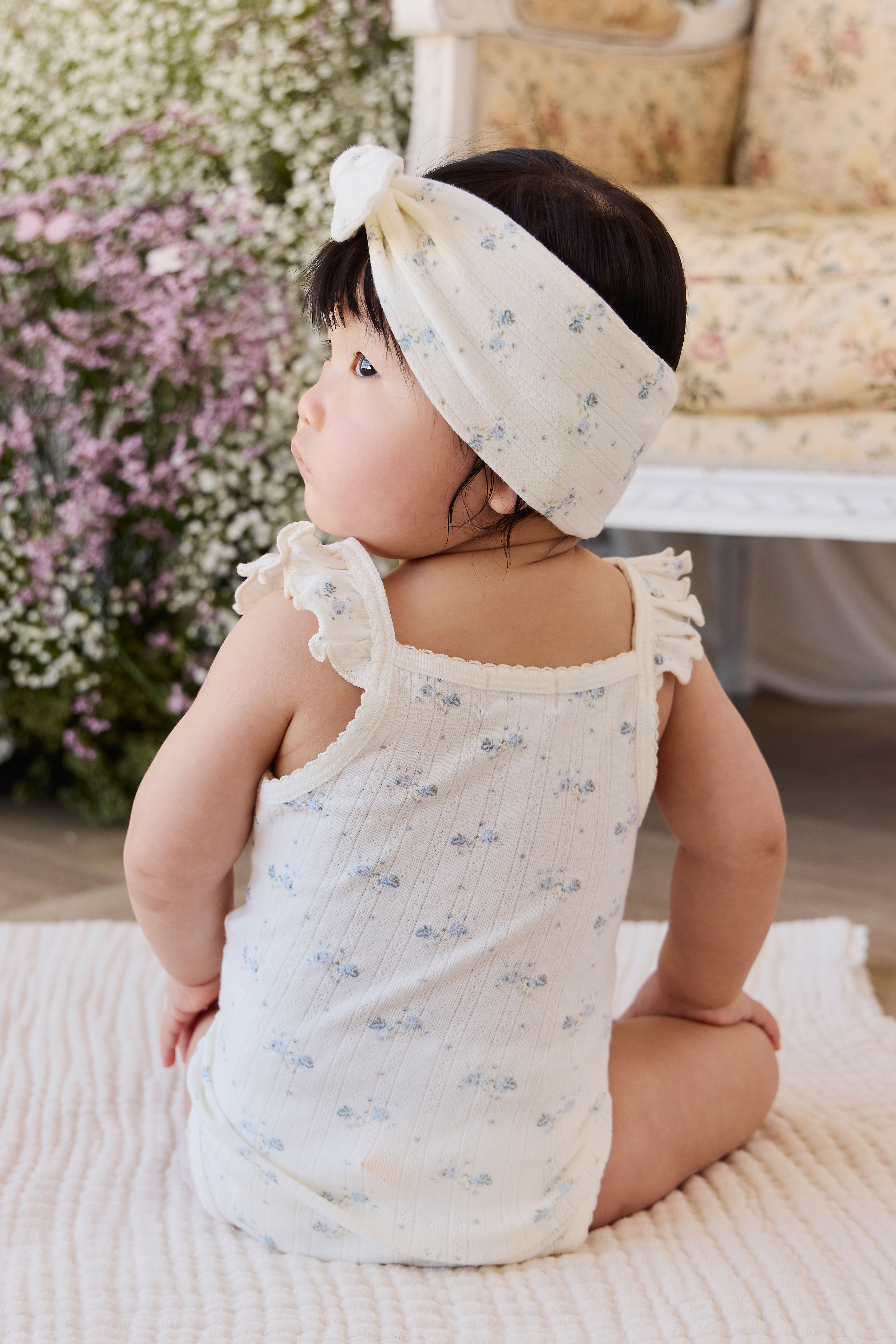Organic Cotton Pointelle Eliane Bodysuit - Molly Blue