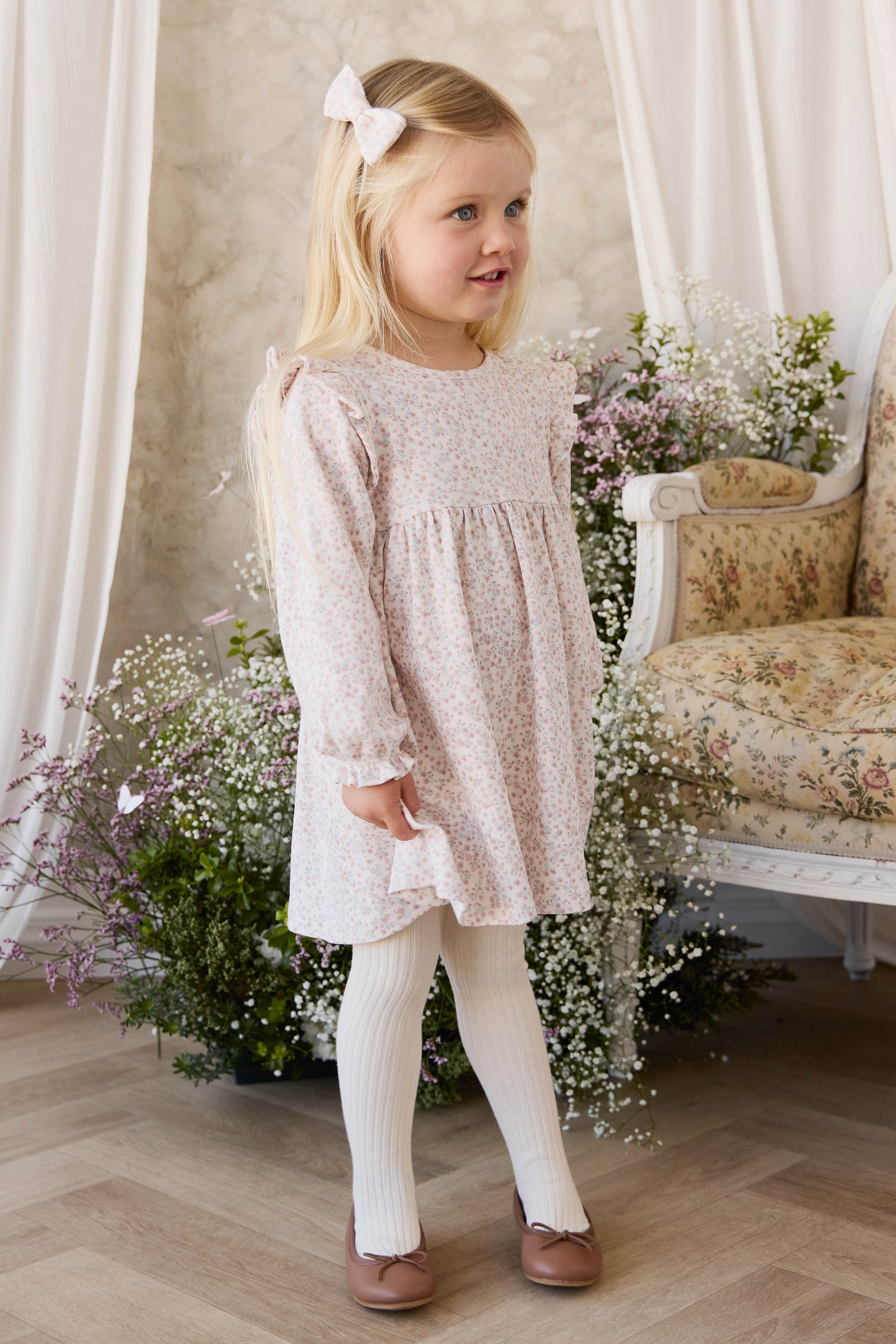 Organic Cotton Frankie Dress - Posy Milk