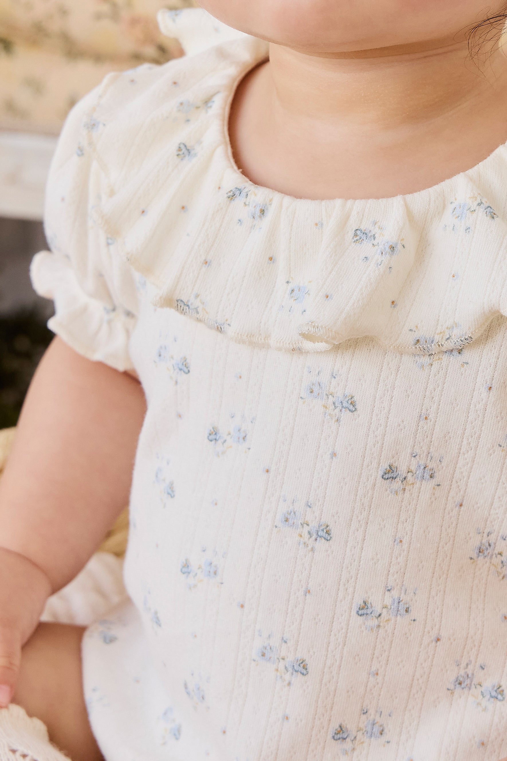 Organic Cotton Pointelle Marlene Bodysuit - Molly Blue