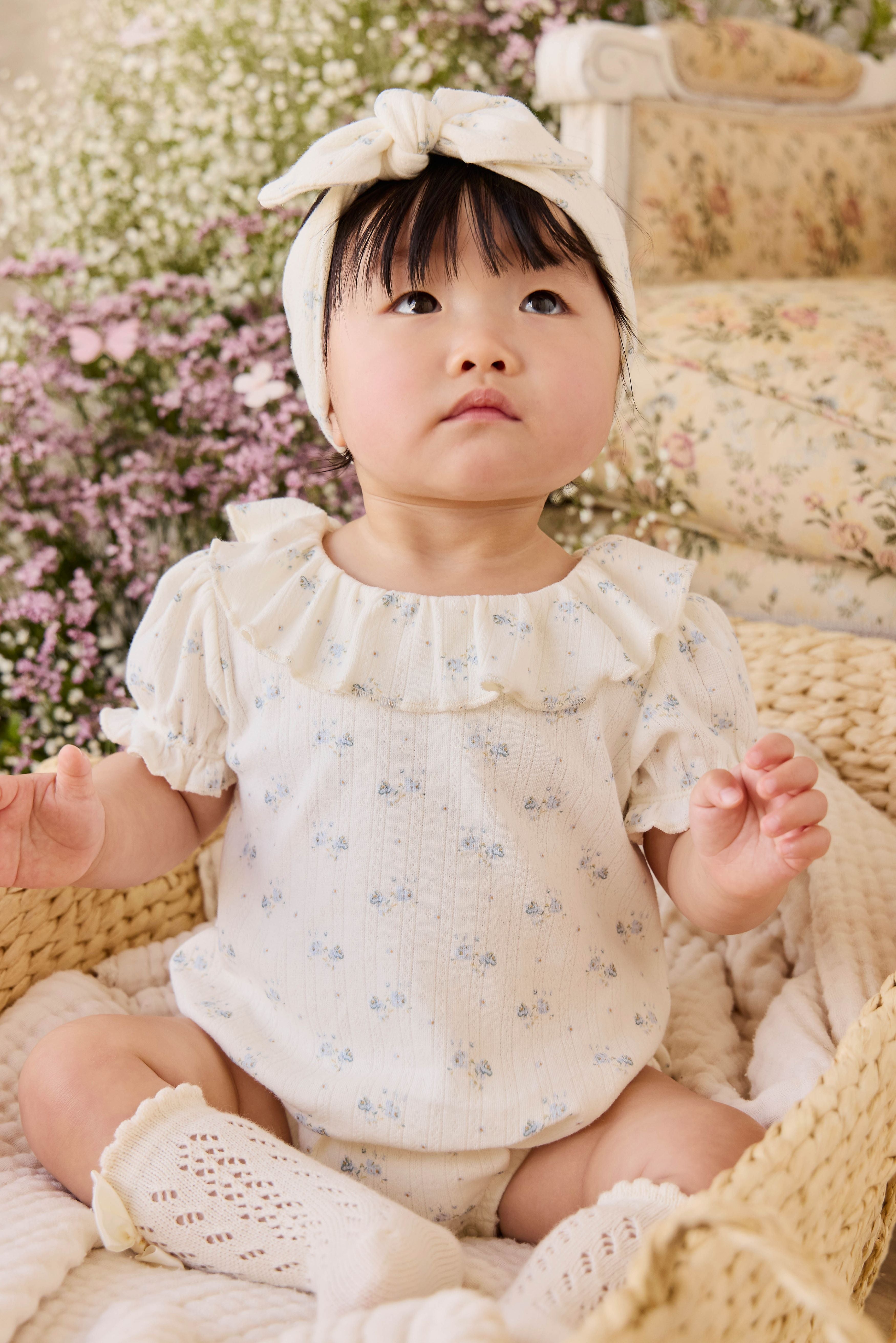 Organic Cotton Pointelle Marlene Bodysuit - Molly Blue