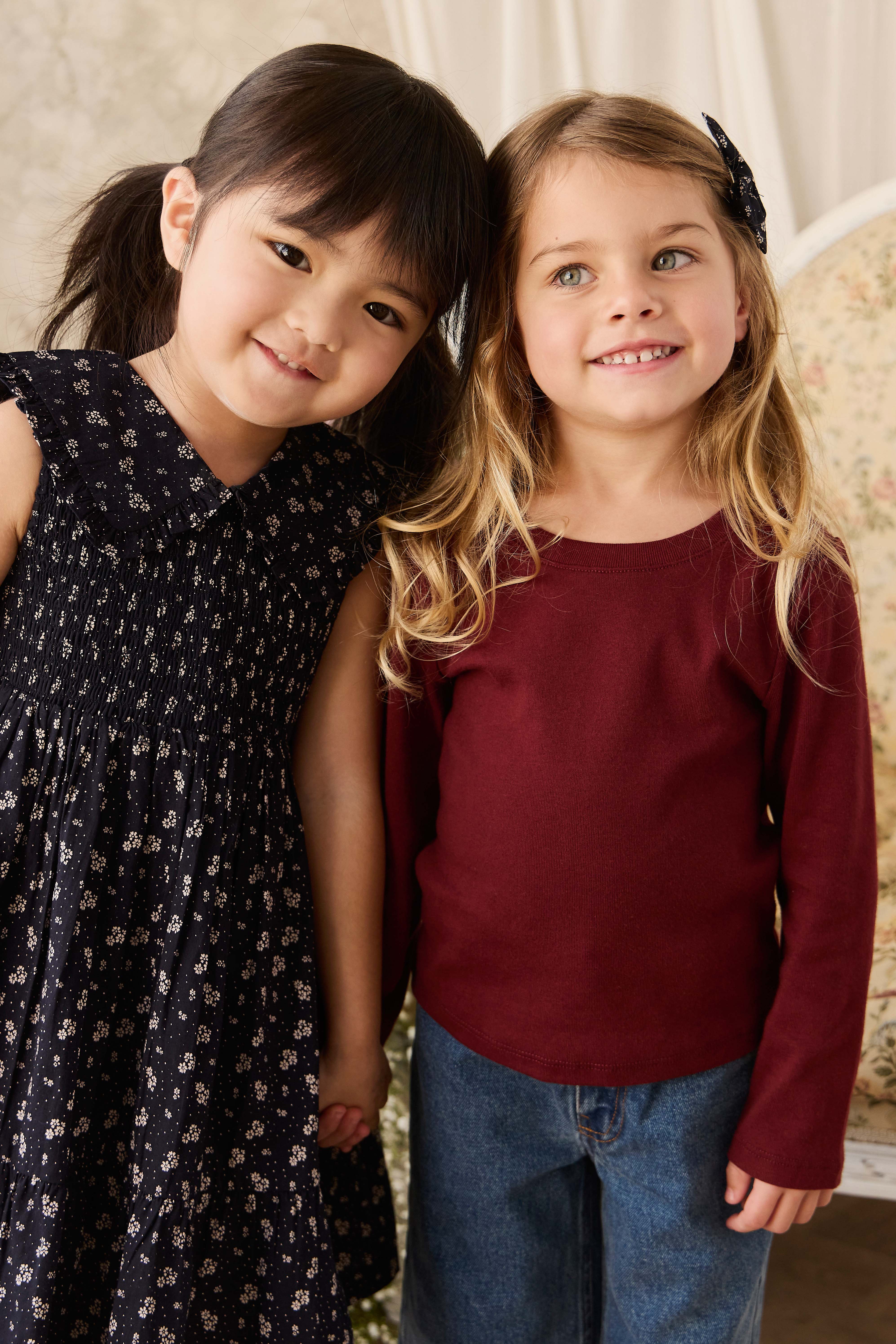 Organic Cotton Rib Helene Tee - Burgundy