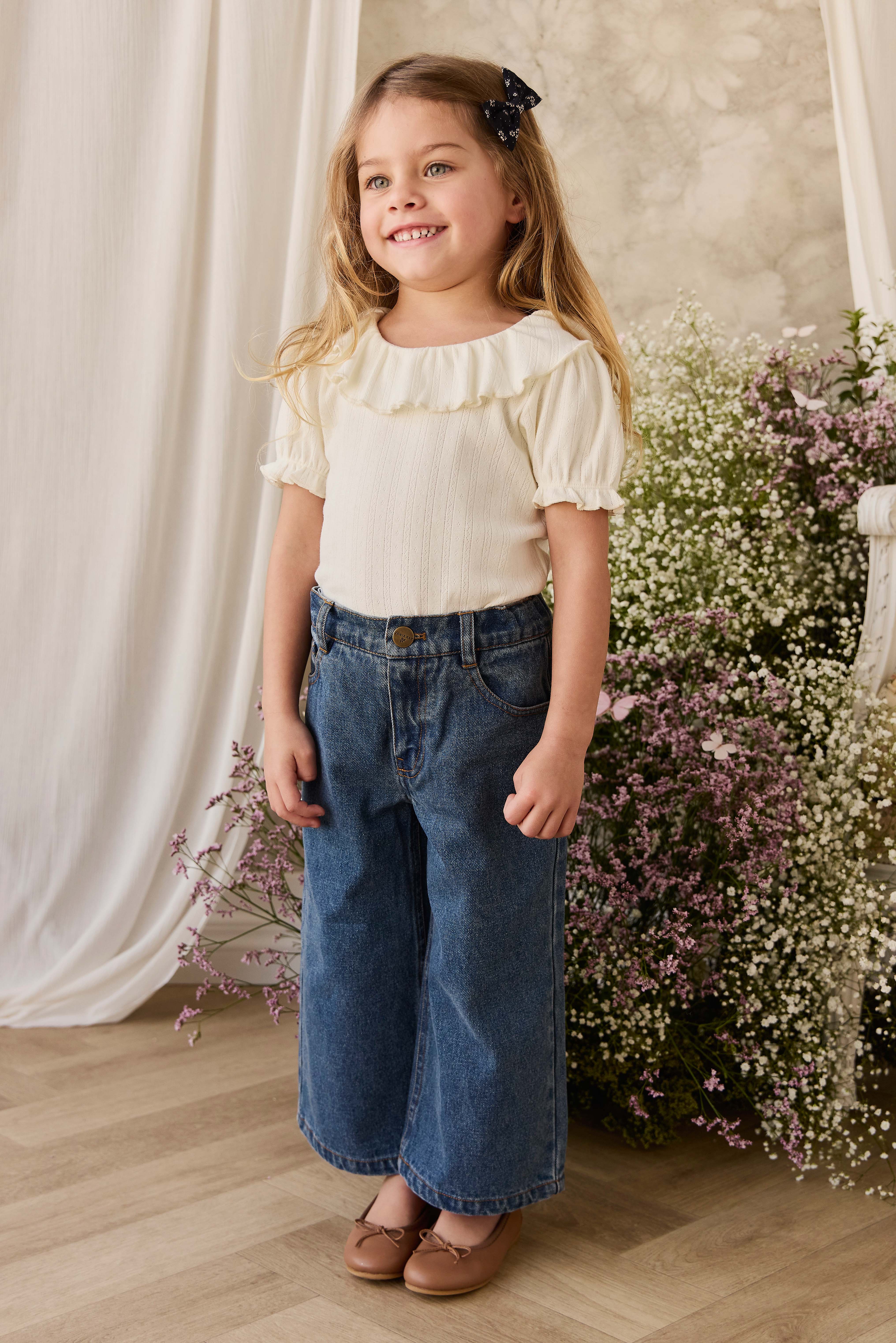 Organic Cotton Pointelle Marlene Top - Parchment