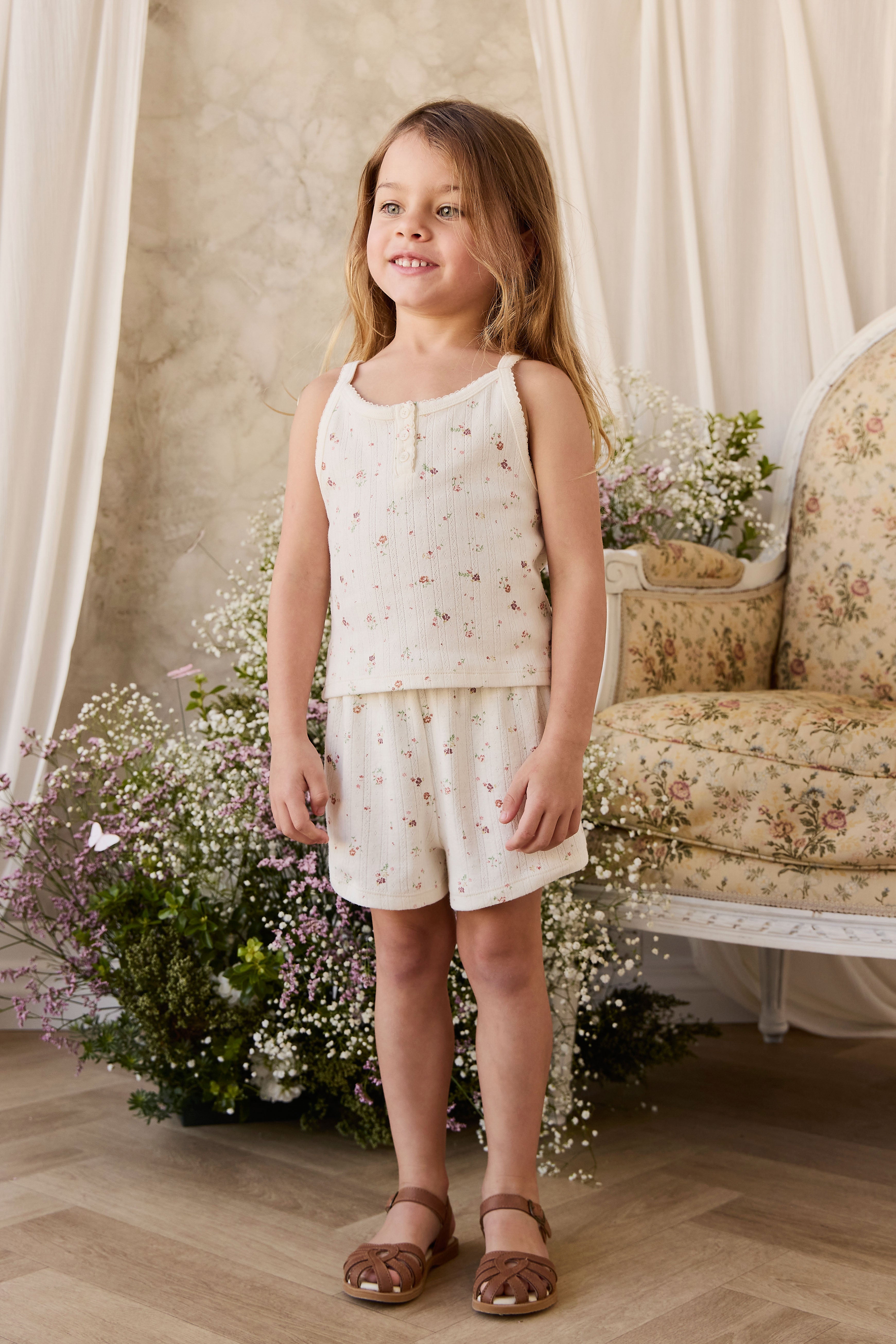 Organic Cotton Pointelle Anais Short - Eloise Egret